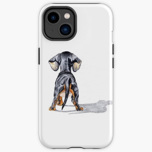 Protective iPhone Case Dachshund Dog Puppy Back Rear View Wiener Dog Silhouette Cover IP13/14 Magnetic MagSafe Compatible
