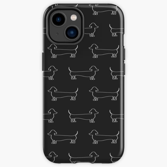 Protective iPhone Case Dachshund Silhouette In Dark Midnight Wiener Dog Contour Shield IP16 Magnetic MagSafe Compatible