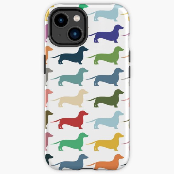 Protective iPhone Case Dachshunds Multi Variant Wiener Dog Silhouette Pattern Cover IP15 Magnetic MagSafe Compatible