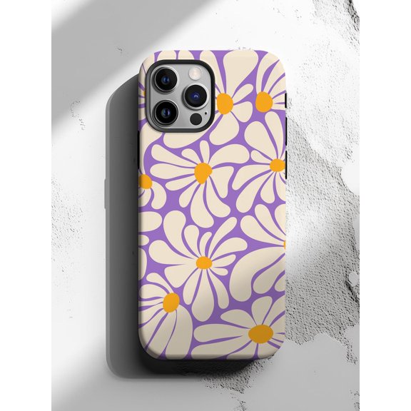 Protective iPhone Case Daisy Phone Case Purple White Floral Design Cover Version IP13/14 Magnetic MagSafe Compatible