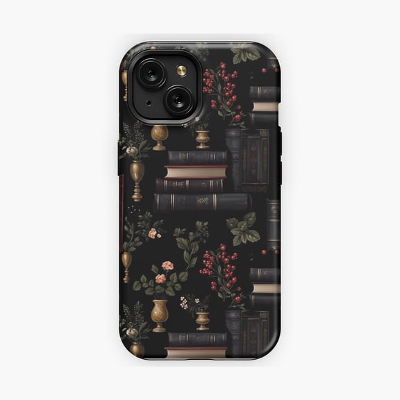 Protective iPhone Case Dark Academia Books Flowers Candles Night Library Phone Case IP13/14 Magnetic MagSafe Compatible