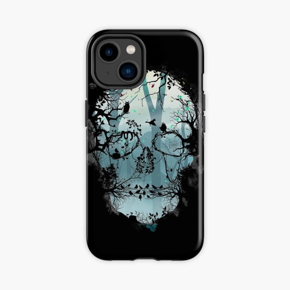 Protective iPhone Case Dark Forest Skull Gothic Design Phone Case IP13/14 Magnetic MagSafe Compatible