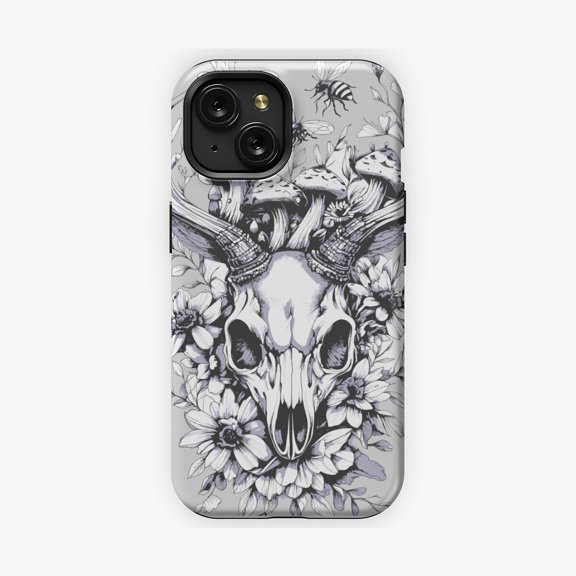 Protective iPhone Case Deer Skull Nature and Outdoors Lovers Antlers Sketch Phone Case IP13/14 Magnetic MagSafe Compatible