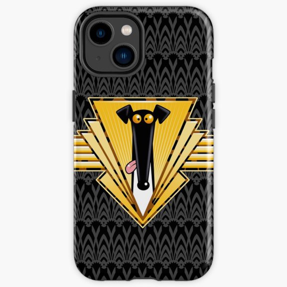 Protective iPhone Case Derp Deco Retro Mid Century Abstract Geometric Animal Face Cover IP15 Magnetic MagSafe Compatible