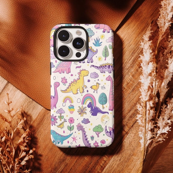 Protective iPhone Case Dinosaur Collage T Rex Prehistoric Reptile Graphic Fossil Case IP16 Magnetic MagSafe Compatible