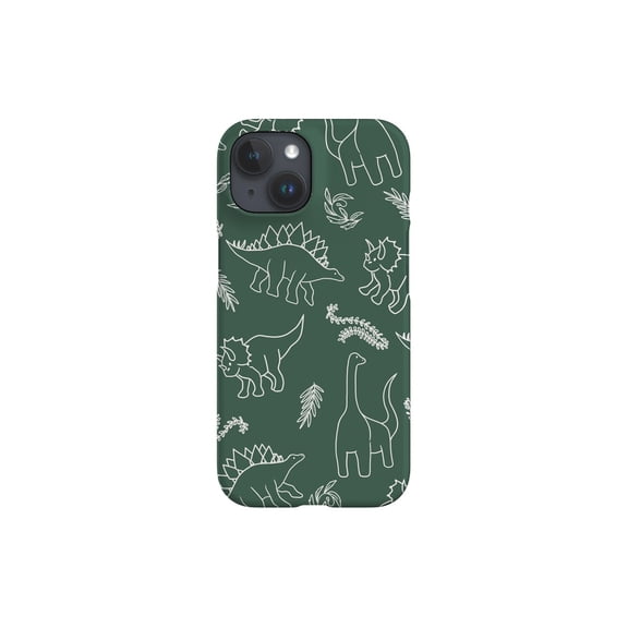 Protective iPhone Case Dinosaurs Cute Kawaii Dino Plants Khaki Jungle Pattern Shield IP16 Magnetic MagSafe Compatible