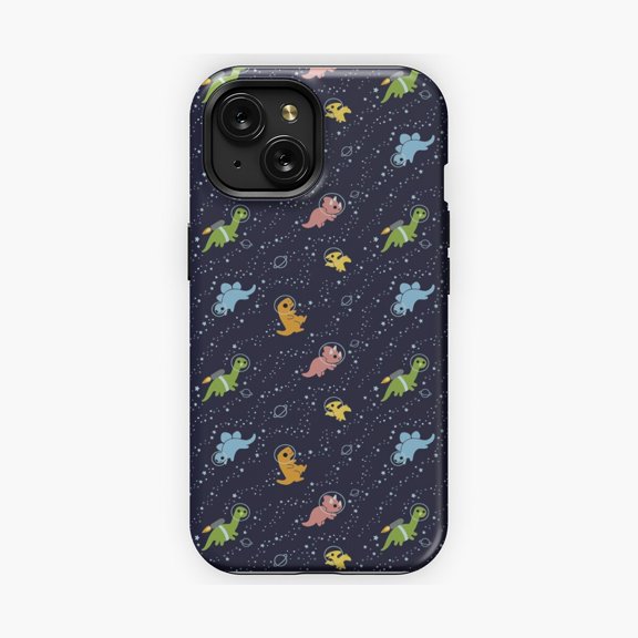 Protective iPhone Case Dinosaurs in Space Fantasy Pattern Phone Case IP15 Magnetic MagSafe Compatible