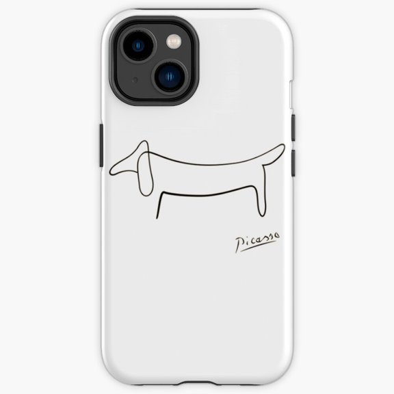 Protective iPhone Case Dog Line Art Minimalist Continuous Contour Outline Shield IP13/14 Magnetic MagSafe Compatible