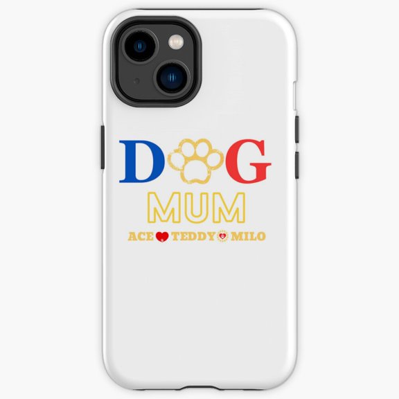 Protective iPhone Case Dog Mum Paw Lover Typography Slogan Protective Case Heavy Duty Shockproof Hard Shell IP13/14 Magnetic MagSafe Compatible