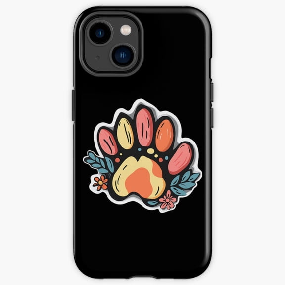 Protective iPhone Case Dog Paw Clean Silhouette Animal Track Icon Heavy Duty Shockproof Hard Shell IP13/14 Magnetic MagSafe Compatible