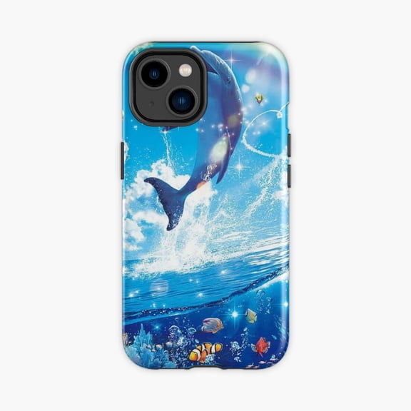 Protective iPhone Case Dolphin Symphony Aero Nature Tech Phone Case IP13/14 Magnetic MagSafe Compatible