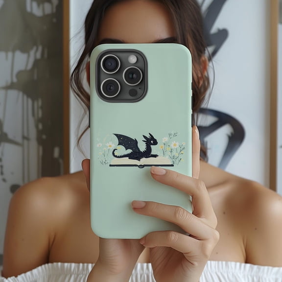 Protective iPhone Case Dragon Phone Case Fantasy Mythical Creature Cover for Book Lovers IP15 Magnetic MagSafe Compatible