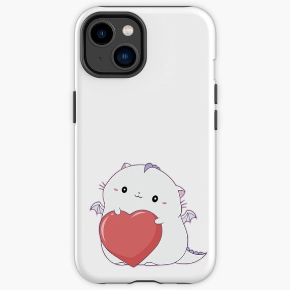 Protective iPhone Case Dragon With A Big Red Heart Mythical Valentines Day Fantasy Cover IP15 Magnetic MagSafe Compatible
