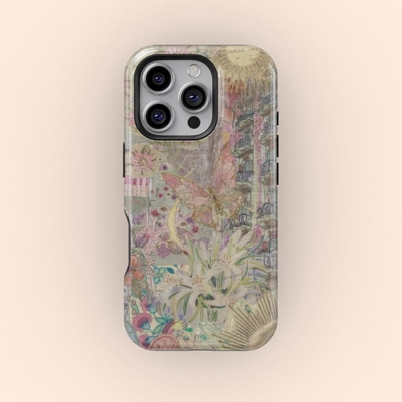 Protective iPhone Case Dreamy Boho Butterfly Floral Collage Enchanted Meadow Garden Case IP13/14 Magnetic MagSafe Compatible