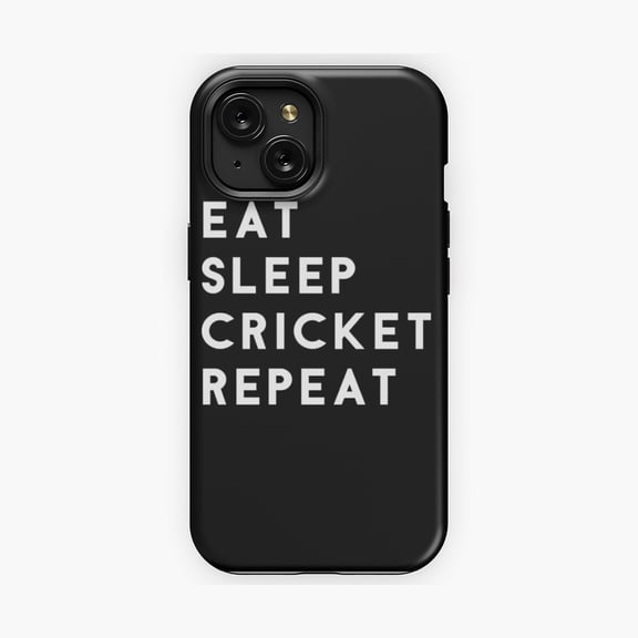 Protective iPhone Case Eat Sleep Cricket Repeat Sports Theme Phone Case Batsman Athletic Evolution Slogan Cover IP13/14 Magnetic MagSafe Compatible
