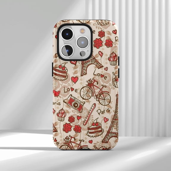 Protective iPhone Case Eiffel Tower Protective Cell Phone Case French Romantic Retro Paris Romance Cover IP16 Magnetic MagSafe Compatible