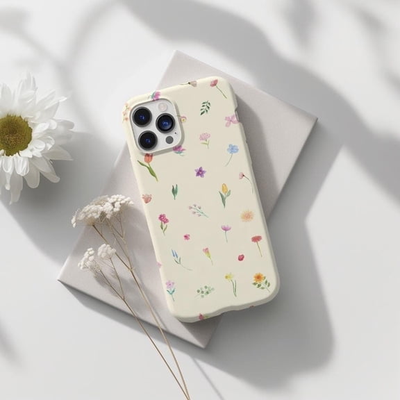 Protective iPhone Case Elegant Flower Collage Phone Case Dainty Aesthetic Soft Girl Cute Protective Cover IP13/14 Magnetic MagSafe Compatible