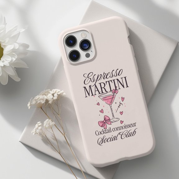 Protective iPhone Case Espresso Cocktail Phone Case with Chic Design Layout IP13/14 Magnetic MagSafe Compatible
