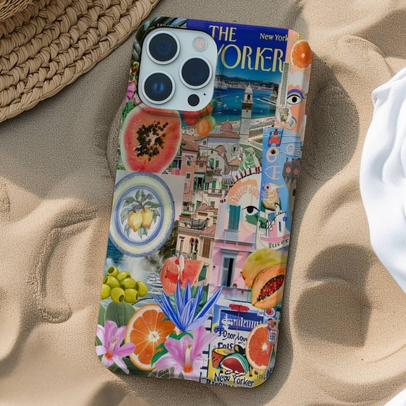 Protective iPhone Case European Summer Collage Phone Case Ciao Bella La Dolce Vita Preppy Vibe IP15 Magnetic MagSafe Compatible