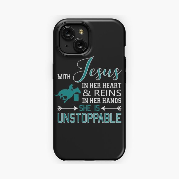 Protective iPhone Case Faith And Barrel Racing Western Phone Case Religious Christian Rodeo Guard IP13/14 Magnetic MagSafe Compatible