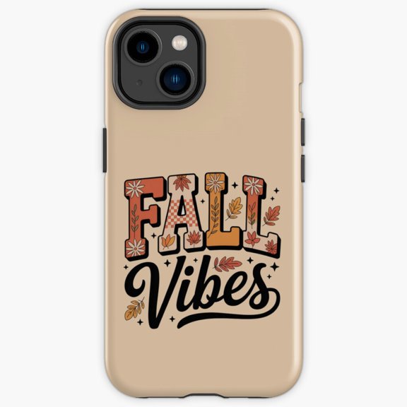 Protective iPhone Case Fall Vibes Trendy Groovy Script Seasonal Slogan Cover IP13/14 Magnetic MagSafe Compatible
