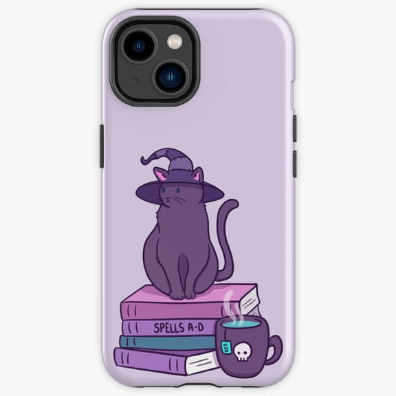 Protective iPhone Case Feline Familiar Mystical Wiccan Potion Celestial Shield Variant IP15 Magnetic MagSafe Compatible