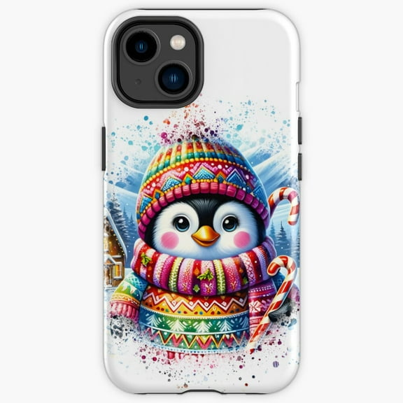 Protective iPhone Case Festive Penguin Hard Case Guard IP13/14 Magnetic MagSafe Compatible