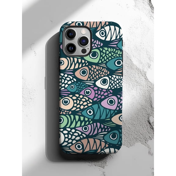 Protective iPhone Case Fish Phone Case with Coastal Ocean Design Array IP13/14 Magnetic MagSafe Compatible