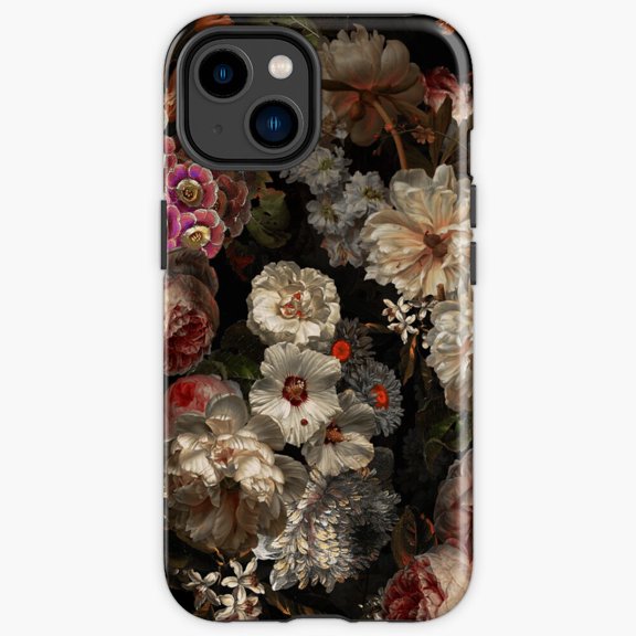Protective iPhone Case Flemish Masters Vintage Midnight Botanical Garden Pattern Heavy Duty Shockproof Hard Shell IP16 Magnetic MagSafe Compatible