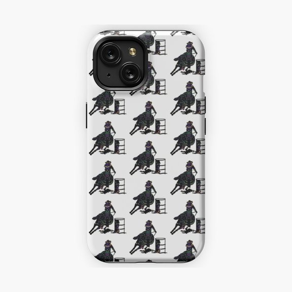 Protective iPhone Case Floral Barrel Racer Female Western Phone Case Rodeo Cover IP15 Magnetic MagSafe Compatible
