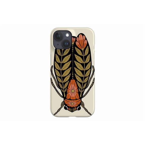 Protective iPhone Case Floral Bug Insect Beetle Flowers Neutral Tone Botanical Shield IP16 Magnetic MagSafe Compatible
