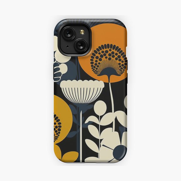 Protective iPhone Case Floral Pattern Phone Case Northern Inspired Style IP15 Magnetic MagSafe Compatible