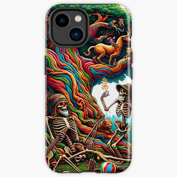 Protective iPhone Case Forest Jam Two Ethereal Wilderness Animals Musical Band Cover IP15 Magnetic MagSafe Compatible