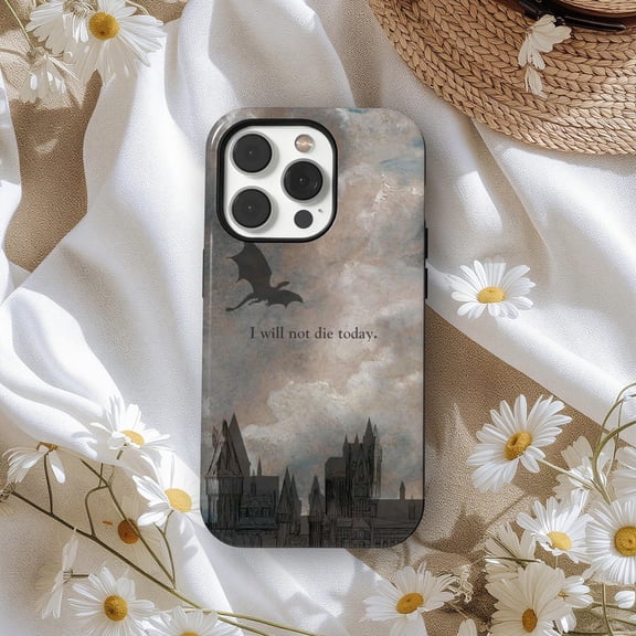 Protective iPhone Case Fourth Wing Dragon Phone Case Fantasy Art Cover Vintage Moody Art Design IP13/14 Magnetic MagSafe Compatible