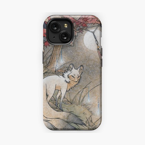 Protective iPhone Case Fox and Wisps Phone Case Moonlit Maple Scene IP13/14 Magnetic MagSafe Compatible