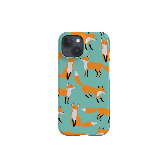 Protective iPhone Case Foxes Kawaii Forest Animal Mint Green Cute Wildlife Cover IP16 Magnetic MagSafe Compatible