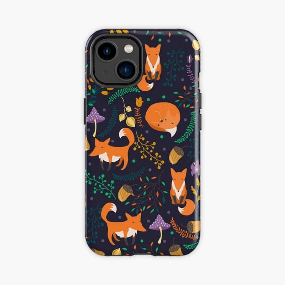 Protective iPhone Case Foxes Magic Forest Design Phone Case IP16 Magnetic MagSafe Compatible