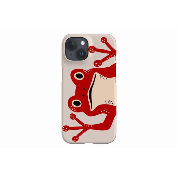 Protective iPhone Case Frog Bold Cute Amphibian Off White Red Lily Pad Portrait Shield IP15 Magnetic MagSafe Compatible