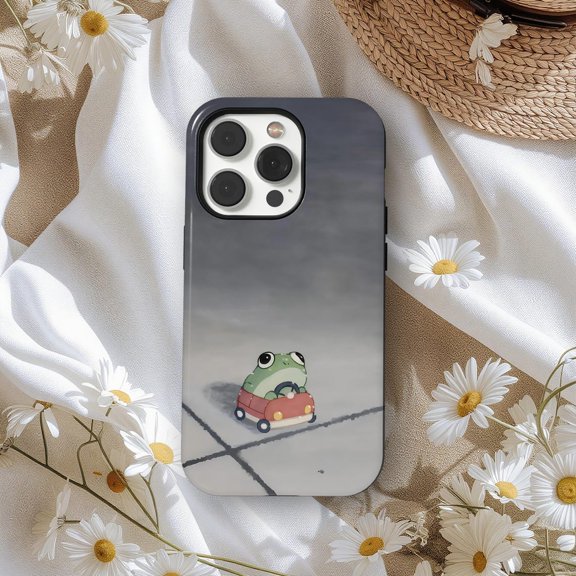 Protective iPhone Case Frog Phone Case Cute Toad Animal Art In Car Aesthetic Cover IP16 Magnetic MagSafe Compatible