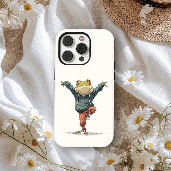 Protective iPhone Case Frog Phone Case Streetwear Animal Art Whimsical Cartoon Frog Design IP13/14 Magnetic MagSafe Compatible