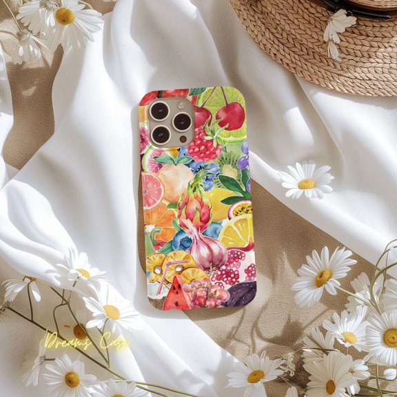 Protective iPhone Case Fruity Summer Collage Phone Case Trendy La Dolce Vita Look IP16 Magnetic MagSafe Compatible
