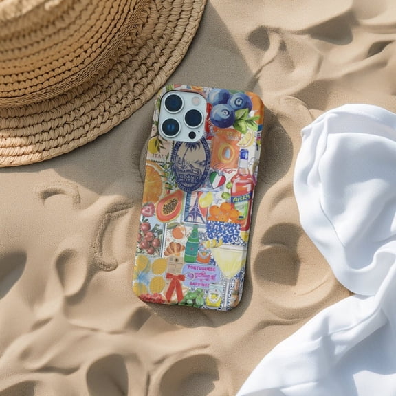 Protective iPhone Case Fun An Summer Collage Phone Case Summer Aesthetic Travel Theme Design IP13/14 Magnetic MagSafe Compatible