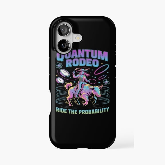 Protective iPhone Case Futuristic Cowgirl Space Rodeo Phone Case IP13/14 Magnetic MagSafe Compatible