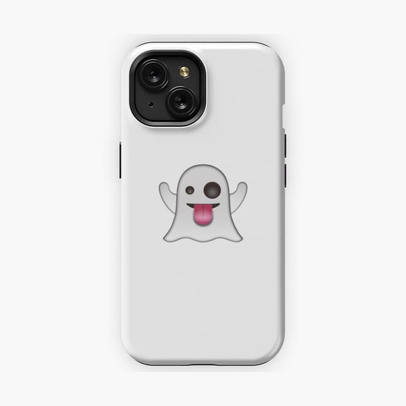 Protective iPhone Case Ghost Emoji Phone Case with Fun Playful Cartoon Style Mascot Grid IP13/14 Magnetic MagSafe Compatible