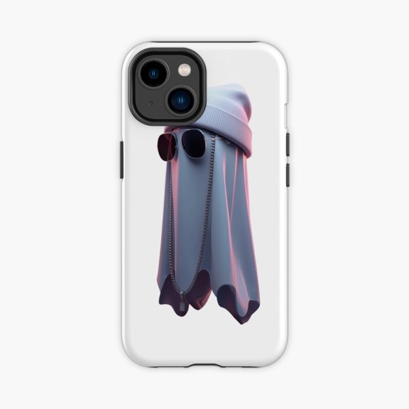 Protective iPhone Case Ghost Lilac Beanie Futuristic Design Phone Case IP13/14 Magnetic MagSafe Compatible