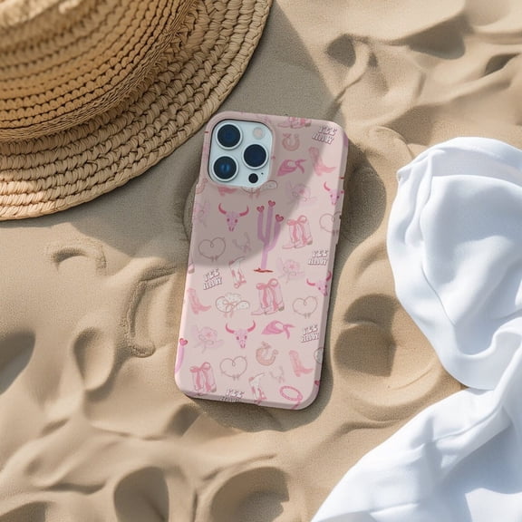 Protective iPhone Case Girly Collage Phone Case Coquette Aesthetic Wild West Theme Design IP15 Magnetic MagSafe Compatible