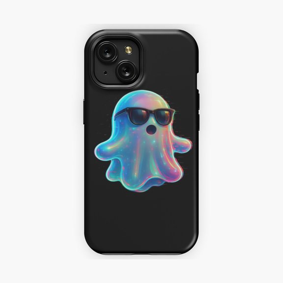 Protective iPhone Case Glitched Neon Ghost Phone Case Retro Vaporwave Aesthetic Revision IP15 Magnetic MagSafe Compatible