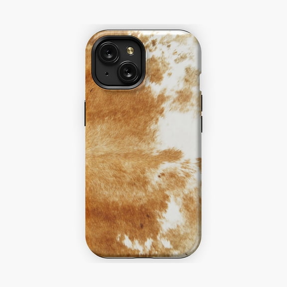 Protective iPhone Case Golden Brown Cow Hide Rustic Country Animal Print Phone Case IP15 Magnetic MagSafe Compatible