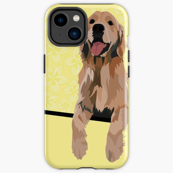 Protective iPhone Case Golden Retriever Sticker Yellow Cute Puppy Badge Laptop Notebook Shield IP15 Magnetic MagSafe Compatible