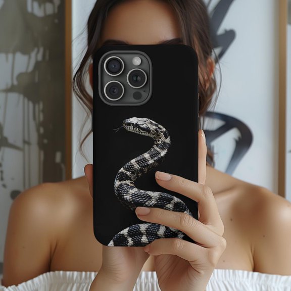 Protective iPhone Case Gothic Snake Phone Case Black Moody Unique Design IP13/14 Magnetic MagSafe Compatible